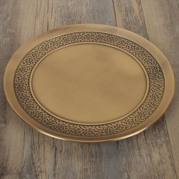 歐式盤子圓形復古酒盤 個性家用茶盤創意圓托盤日式8寸青銅盤擺件