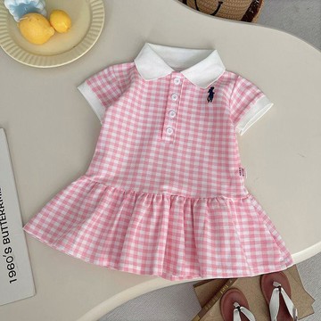 🍭臺灣出貨🍭夏裝格子裙韓國童裝女童連衣裙polo洋氣2026甜美新中式寶寶裙子潮 女童洋裝 女寶洋裝 女童連身裙 女