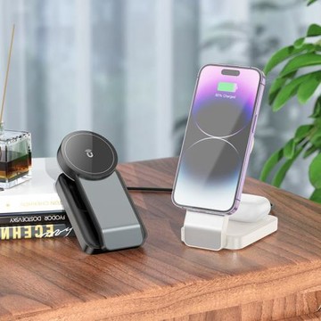 適用CQ3磁吸無線快充三合一手機手表耳機充電器桌面折疊支架跨境