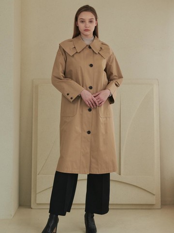 pleated collar trench coat