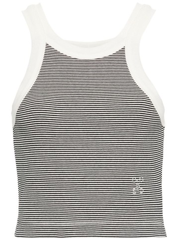 Closed - logo-embroidered striped tank top - women - Organic Cotton/Elastane - M - Black