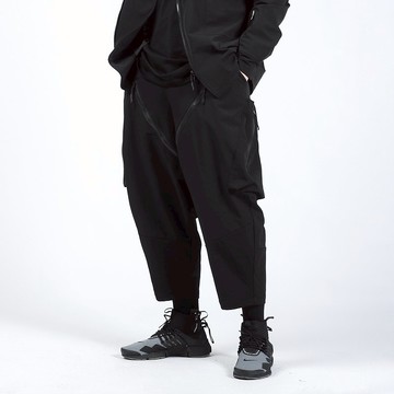 機能低檔垮褲 休閒寬松哈倫長褲 潮拉鏈口袋武士八分褲