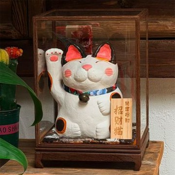 新川 招財貓擺件 日式陶瓷手繪擺件 店鋪開業前臺招財擺件
