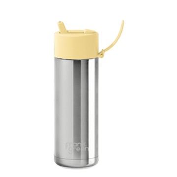 【frank green 台灣】三層真空保溫瓶 595ml 銀色系列_鵝黃色蓋