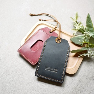 質感手作 真皮手縫行李吊牌/通行證夾/票夾  Made  by HANDIIN