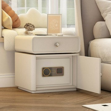 法式奶油風床頭柜保險柜一體 智能高級感多功能帶密碼鎖主臥櫃