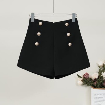 雙排扣黑色西裝短褲女秋冬季外穿配靴子的闊腿褲休閑高腰a字靴褲