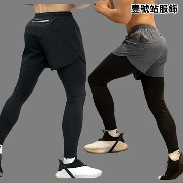 假兩件運動長褲 男速乾彈力籃球訓練春夏秋季薄款健身跑步休閒褲 運動褲 健身褲 涼感褲 修身褲（BHK48）【壹號站】