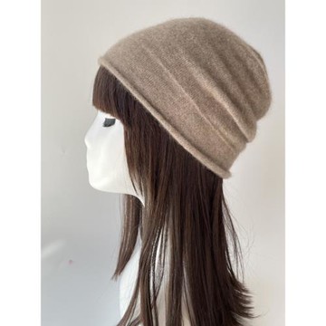 經典簡約！100%純羊絨帽子男女薄款針織包頭帽月子帽頭巾帽堆堆帽