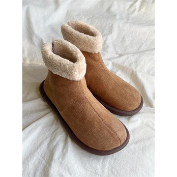 【大頭叔】東北大棉鞋防滑雪地靴女羊羔絨保暖毛毛鞋后拉鏈短靴女