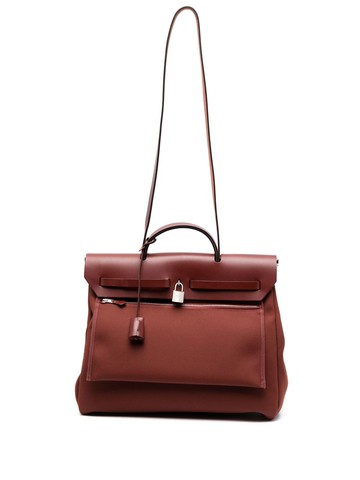Hermès Pre-Owned - 2020 pre-owned Herbag two-way bag - women - Canvas/Canvas/Calf Leather - One Size - Red