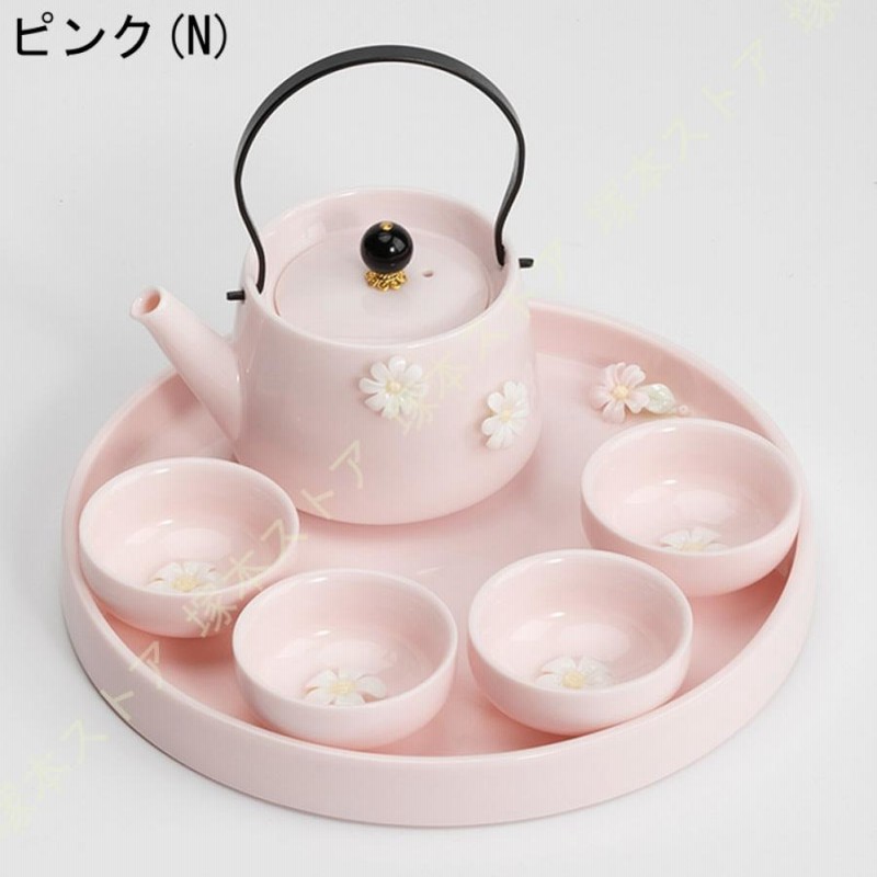 かわいい花柄の茶器5点セット 湯呑 急須 ポット 茶器 オシャレ食器 ...