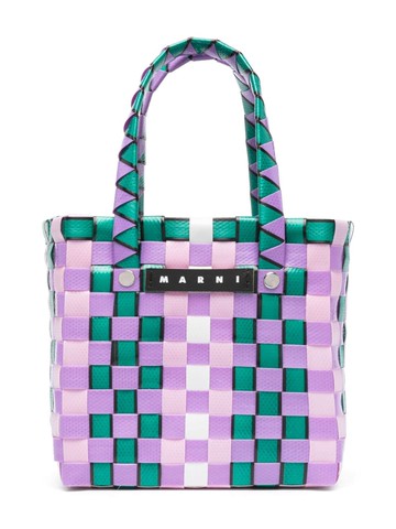 Marni Kids - interwoven logo-patch tote bag - kids - Polypropylene/Leather - One Size - Purple