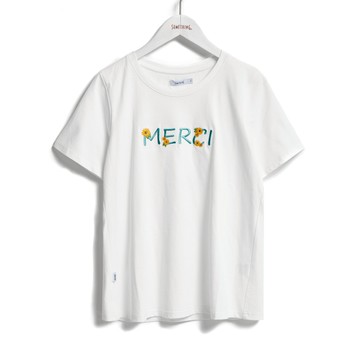 SOMETHING｜女裝｜向日葵刺繡印花短袖T恤