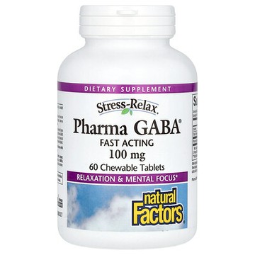 Natural Factors, 舒緩壓力，Pharma GABA100 毫克，60 片咀嚼片