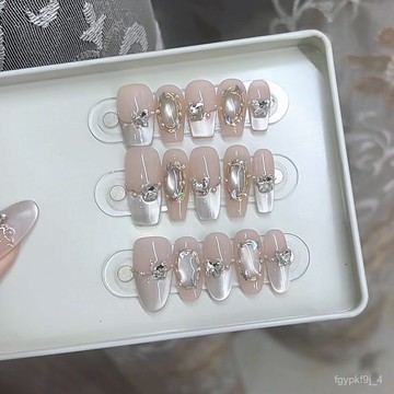 🥰可可新品🥰奈姿 純手工光療穿戴甲琥珀石高端貓眼批髮成品重複使用美甲貼片手工穿戴甲日常穿戴甲顯白美甲片新年穿戴甲 VFN