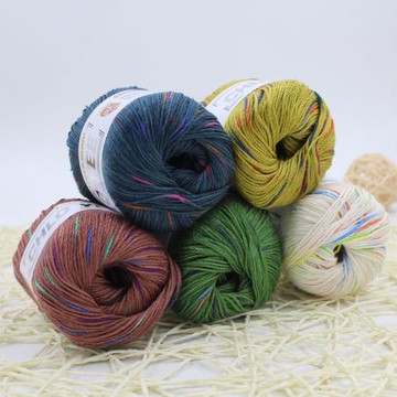 Anne毛線 西班牙彩點棉麻線細毛線團夏季透氣鉤針棉麻線