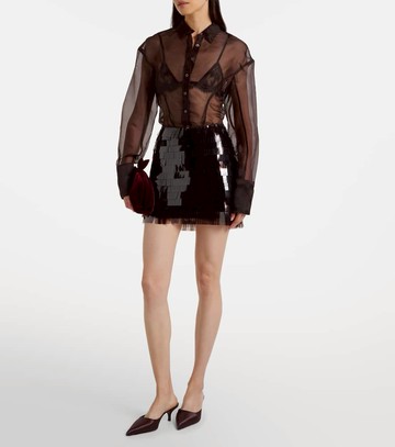 Staud Aida sheer silk organza shirt