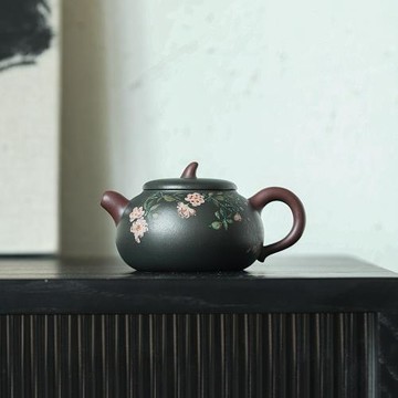 宜興正宗紫砂壺名家手工粉漿手繪泡茶壺茄段高檔功夫茶具套裝禮品