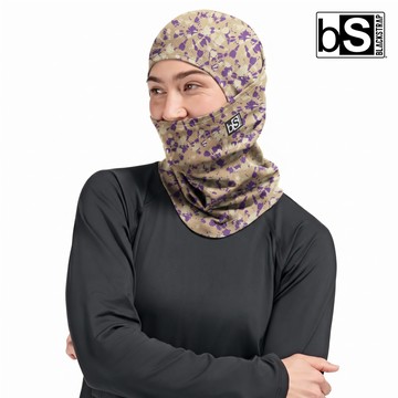 BlackStrap 印花美麗諾羊毛多功能頭套 Merino Hood 潑墨紫黃｜UPF50+ 單一尺寸 (適用頭圍約53-60cm)