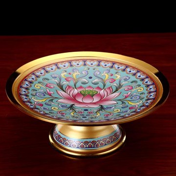 圓通佛具 新唐紋合金供果盤 供盤 琺瑯彩水果盤 家用拜神供佛用品