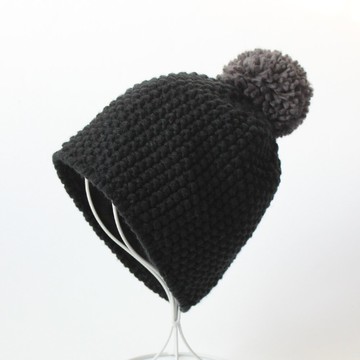 歐美秋冬季女士針織毛線帽百搭加厚加絨保暖帽戶外防風滑雪帽1入