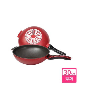 【御膳坊】薔薇大金陶瓷 不沾 鑄造 一體成形 炒鍋 30/32cm