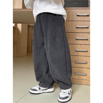 男童一體絨褲子秋冬款加絨休閑褲兒童加厚燈芯絨新款童裝大童冬裝