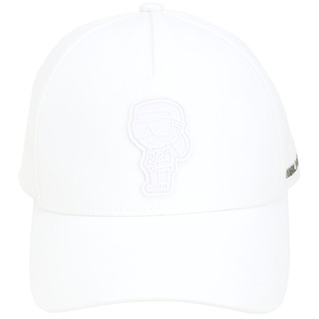 KARL LAGERFELD K/IKONIK 2.0 卡爾 側身Q版老佛爺帆布棒球帽(白色)
