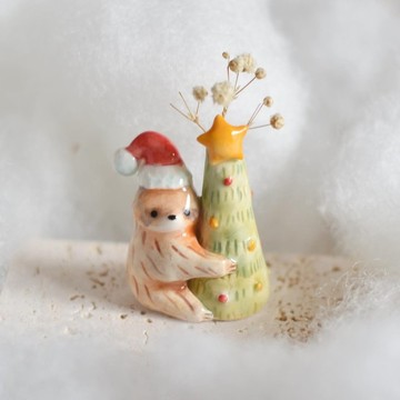 聖誕小樹獺 線香/乾花座