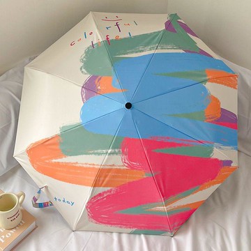✨臺灣出貨✨彩色塗鴉雨傘ins晴雨兩用遮陽防紫外線摺疊全自動小巧便攜太陽傘