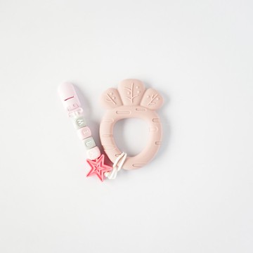 5顆 MILA 星星 珊瑚粉胡蘿蔔固齒器 / 客製化奶嘴鏈