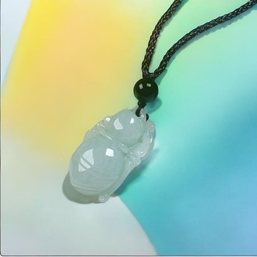 果綠翡翠知足常樂項鍊 | 天然緬甸玉翡翠A貨 | 送禮