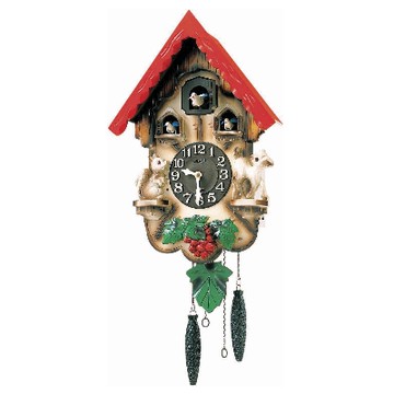 RHYTHM 日本麗聲 三鳥開泰 光控 咕咕鐘 木頭日製 掛鐘-31x53cm