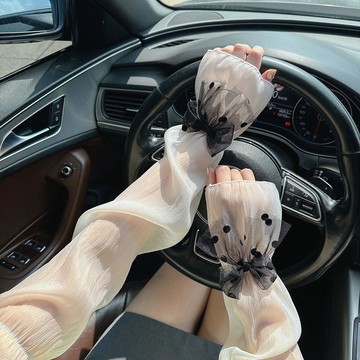 🚀隔日達出 優選直營❤️防曬神器冰袖女冰絲袖套電動車防曬手袖套蝴蝶結夏季開車舒適批發