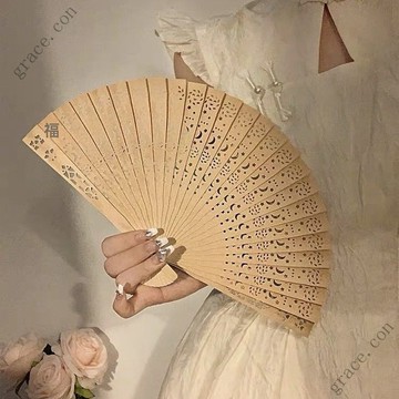 ✨新品特價/星河月夢~僊氣木質鏤空扇子折扇夏天新中式國風旂袍漢服隨身便攜