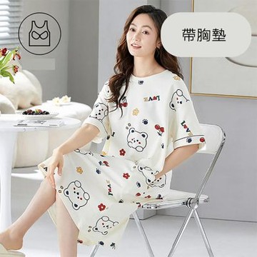[韓國K.W.]韓國空運夏豔涼感莫代爾洋裝(居家服/家居服/睡衣/睡裙/涼感睡衣)Y2348