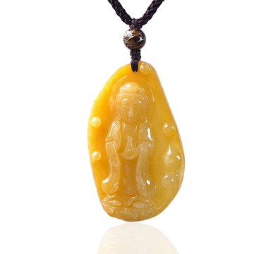 黃翡翡翠觀音菩薩項鍊 | 天然緬甸玉翡翠A貨 | 送禮