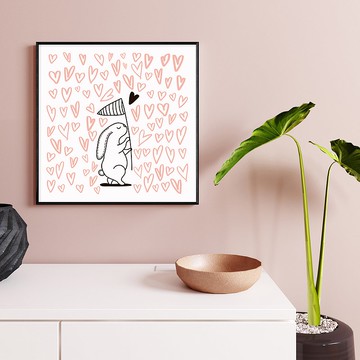 Bunny love • Catch you - 浪漫北歐兔子插畫/童趣掛畫/臥室裝飾