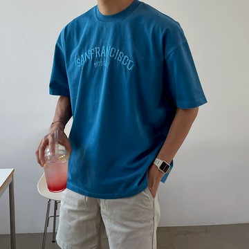 正韓San Fran字母刺繡水洗純棉短袖T恤 4色 YUPPIE 預購商品 0325