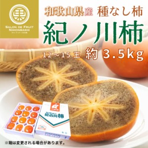 [予約 10月1日～初荷分より順次発送] 紀ノ川柿 12-15玉 約3.5kg 和歌山県産 秋ギフト 紀の川 和歌山県産のブランド柿 黒あま柿 化粧箱 柿