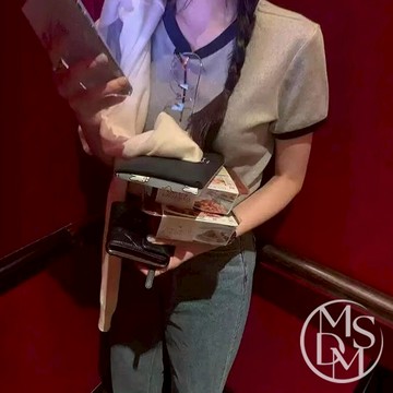 【MDMS】 2025韓國跟單 東大門設計師款 撞色滾邊短袖T 小蝴蝶結刺繡 韓系學院風 顯瘦修身 百搭上衣 S207