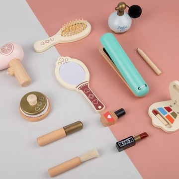 跨境兒童木制過家家女孩仿真化妝品生日禮物梳妝臺公主化妝包套裝