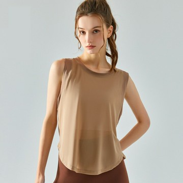 現貨+預購 女 瑜珈背心運動服內衣短袖T恤瑜珈服透氣速乾-網紗拼接4色74ld31【獨家進口】【米蘭精品】