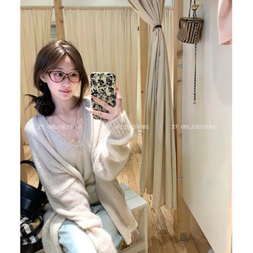 27 ONLINESTORE杏色針織套裝慵懶氣質溫柔風2026年春季新款兩件套