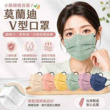 顯臉小口罩 莫蘭迪V型口罩一次性 三層波浪蝶形護眼角 時尚口罩 防風防曬防灰塵口罩 印花口罩 口罩 台灣製 立體口罩