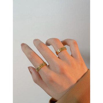 招財食指鈦鋼戒指女不掉色時尚彩金指環女款小眾設計高級感個性潮