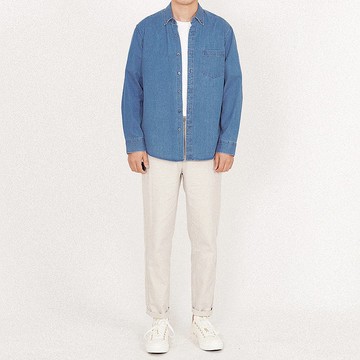 長袖基礎牛仔襯衫