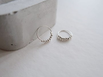 925純銀 光線 圓珠圓形 2Way 極簡風  耳環 一 對