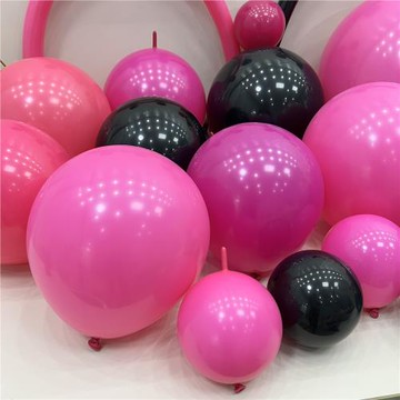 七夕裝飾氣球5/10/12/18/36寸淺深玫紅黑色草莓熊 尾巴球 260長條